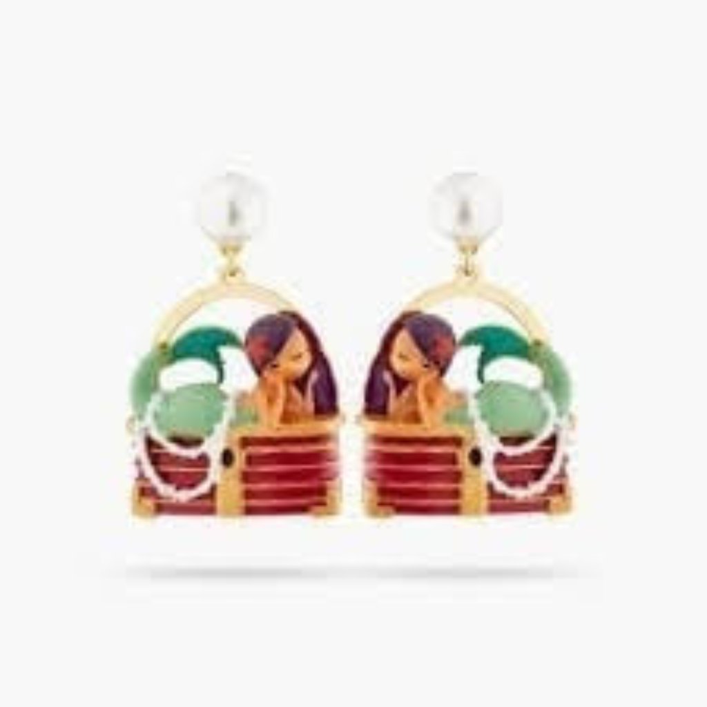 Les Nereides Mermaid And Treasure Chest Stud Earrings